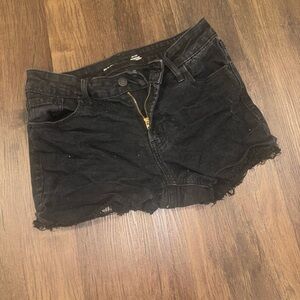 Black denim shorts